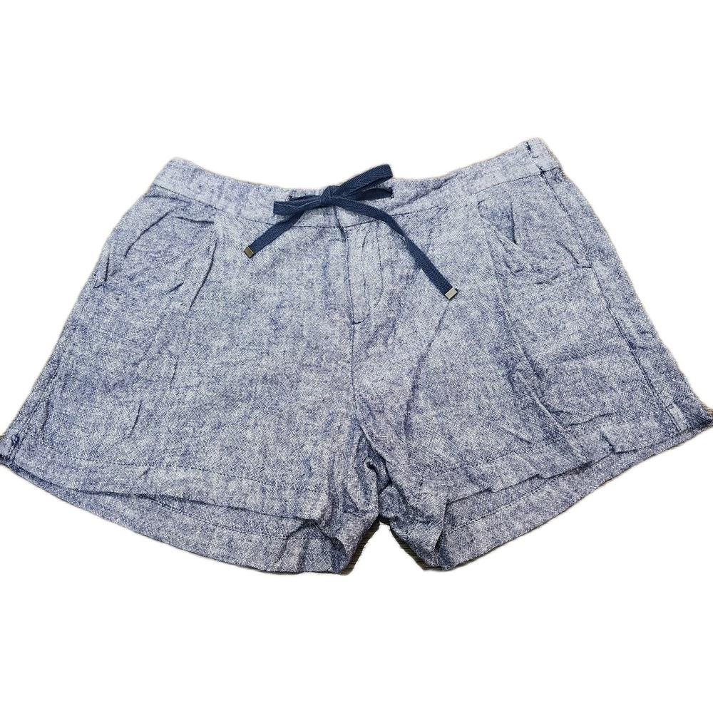 Old Navy Shorts Blue‎ White Linen Blend Drawstring Casual Size 10